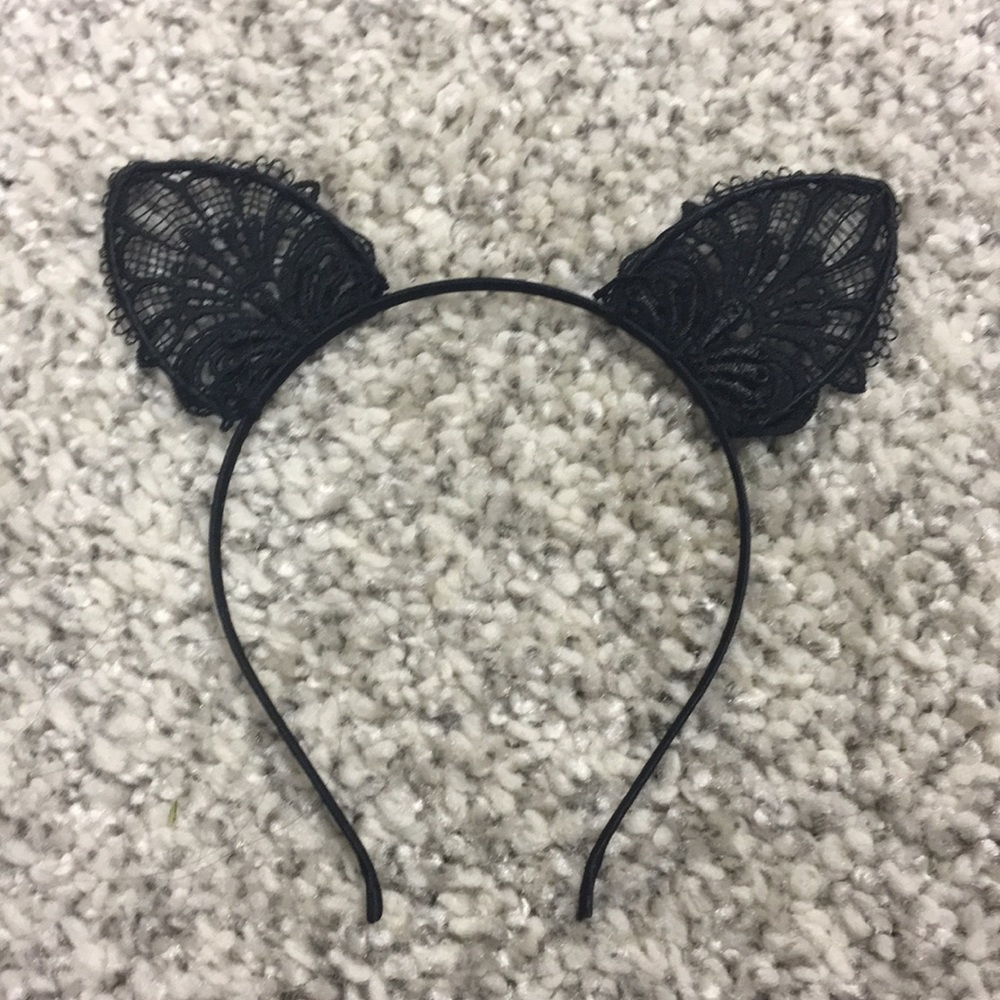 Black Lace Cat Ears Headband